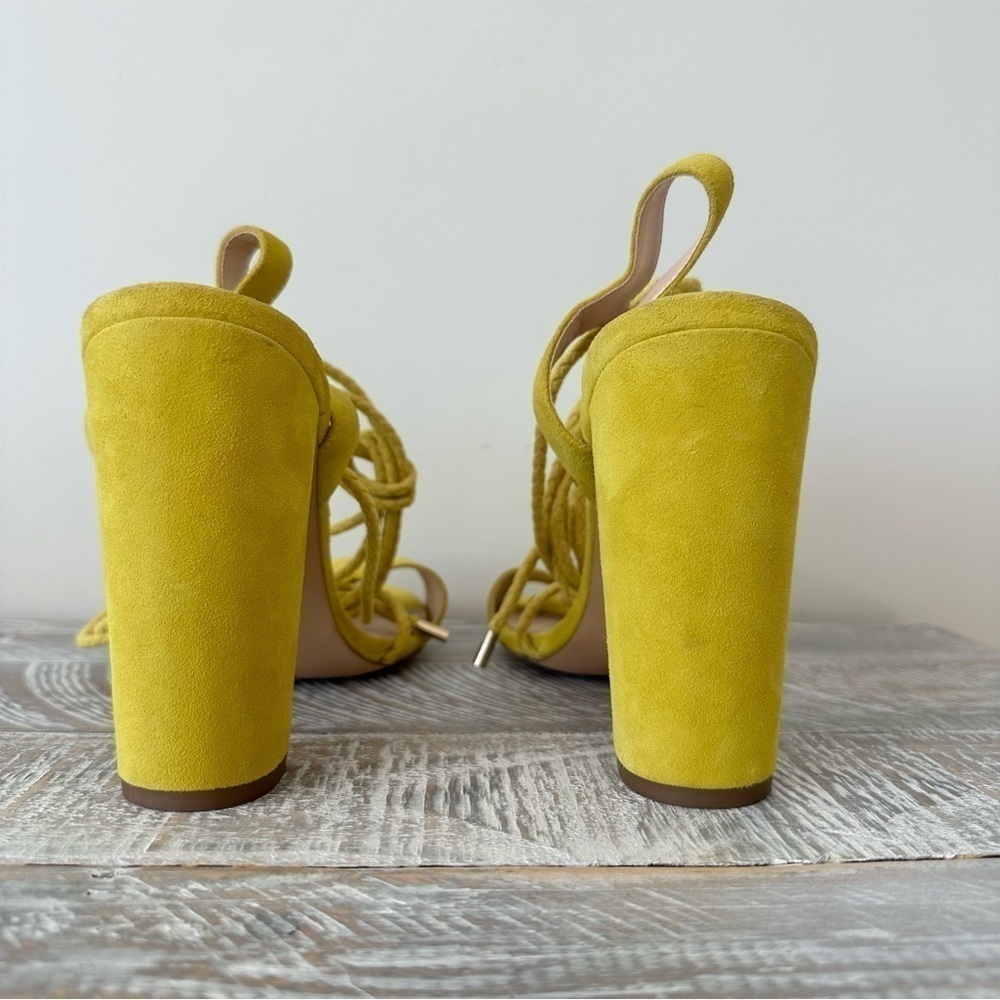 TopShop-Yellow Chunky Heeled Lace Up Spring/Summer Sandals (Size-11.5) - Picture 5 of 8